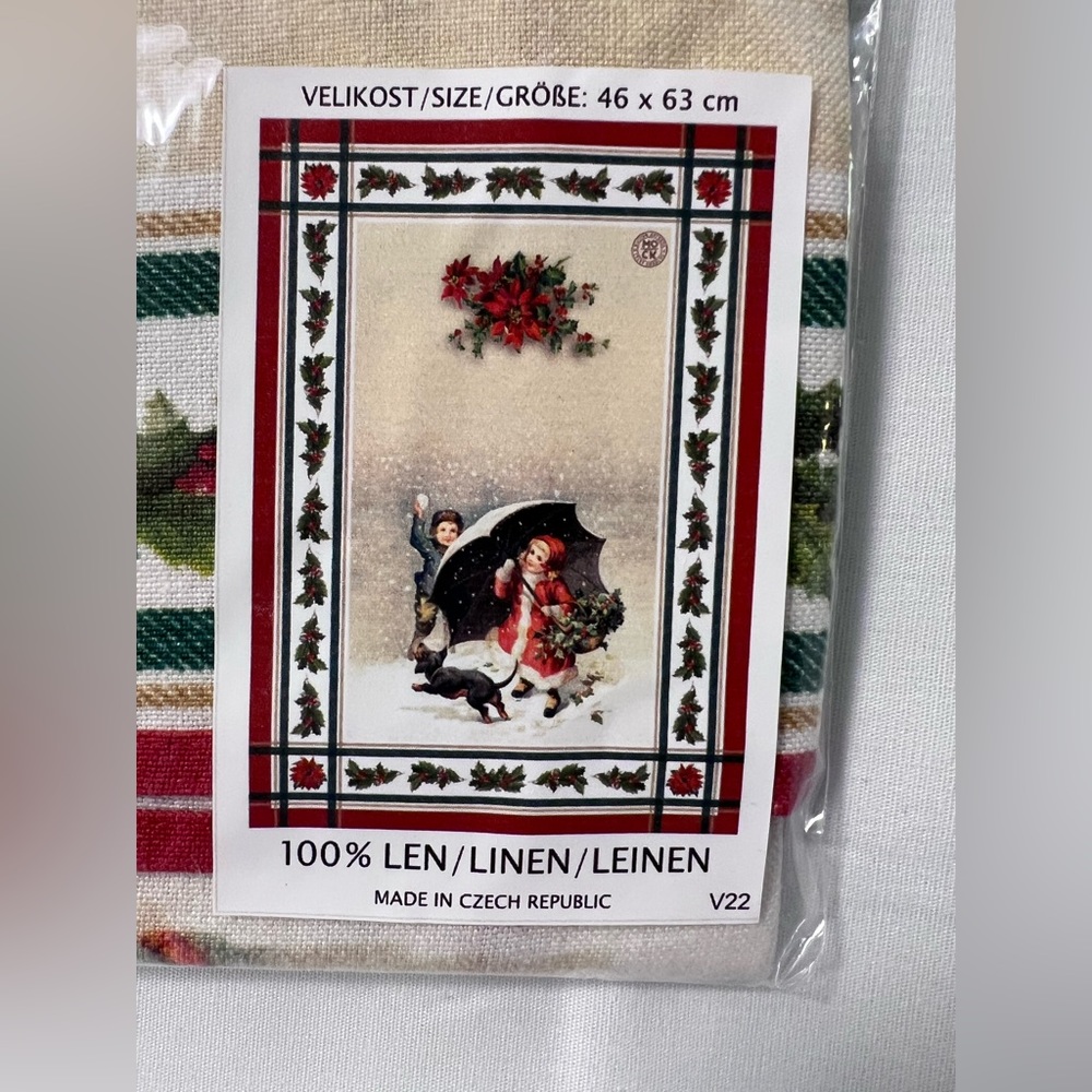 Christmas Doxie Linen Dish Towel